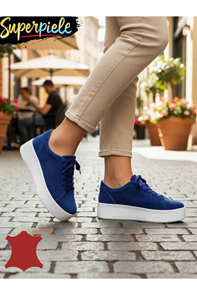 ANGEL BLUE Women's casual shoes in royal blue suede with white sole