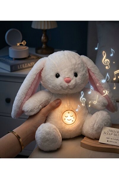 NB market Rabbit Plush Toy Sleeping Companion Breathing with Music 30cm Rabbi...