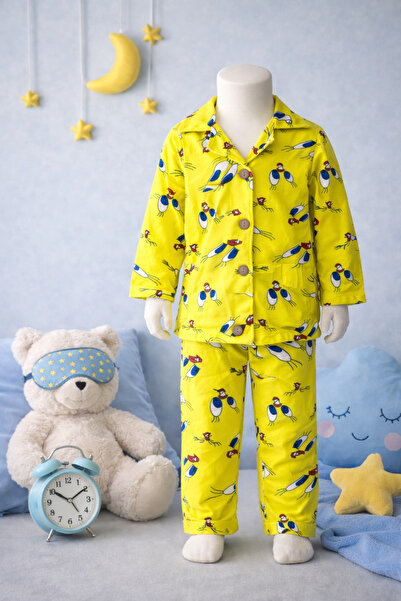 vinezza Tweety Figürlü Süet Önü Düğmeli Kız/Erkek Çocuk Pijama Takım