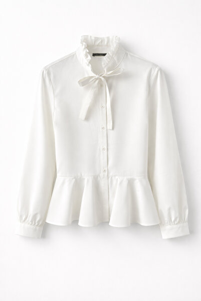 HAZELANNA cu volane Bluză cămașă albă