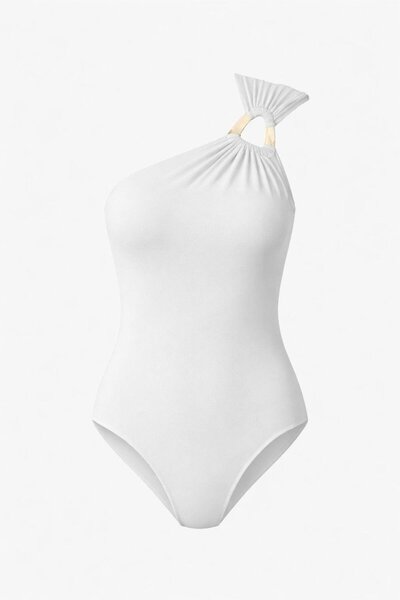 HAZELANNA Білий боді з золотою пряжкою на одному плечі