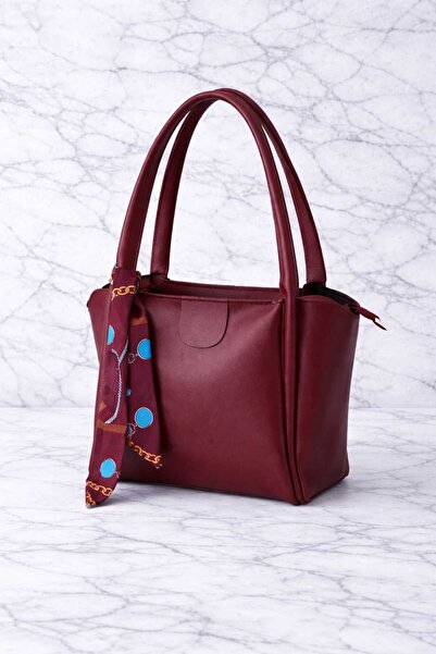 ELAN Kadın Çanta - Fular Detaylı-El/Kol ve Omuz Çantası - Bordo