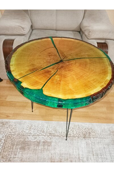 Home Meşe yuvarlak epoksi sehpa