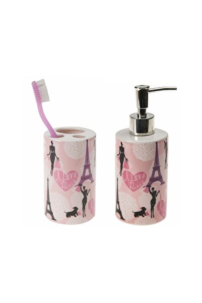 Bosphorus Liquid Soap Dispenser and Toothbrush Holder Double Bathroom Set Par...