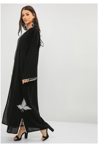 Bousni Tussles Embellished Embroidered Abaya
