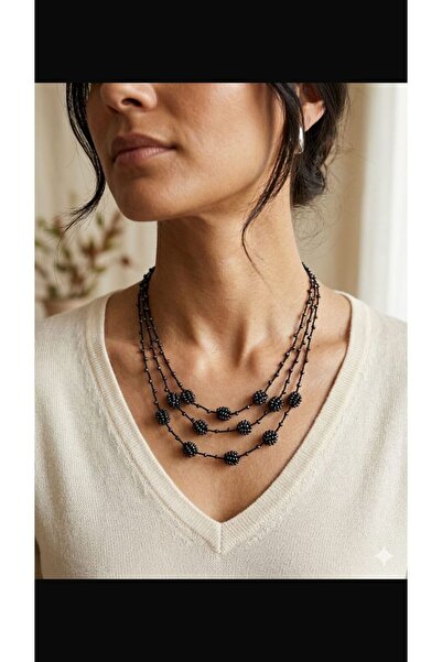 MDGS COLLECTİON قلادة سوداء من 3 قطع