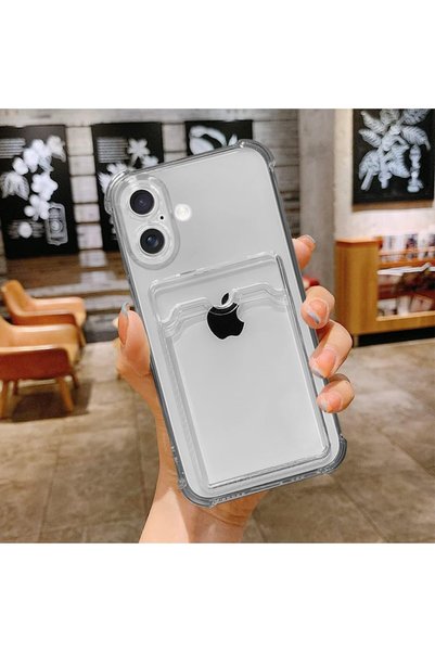 CAYK iPhone 17 Compatible Camera Protected Case with Card Holder Corners Airbag Design Anti-Impact Black