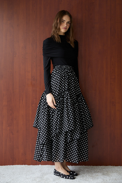 Melike Tatar Polka Dot Poplin Skirt 32-2771