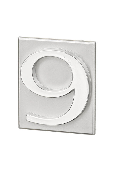 OEM Αριθμός σπιτιού "9", για πύλη/πόρτα, αυτοκόλλητο, PVC, 40 x 47 mm, ασημί