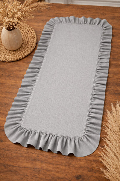 oskatekstil Fırfırlı Runner 50x120 cm Su İtici Özellikteki Duck Kumaşı Dekora...