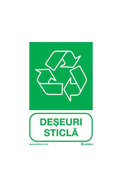 OEM Glass recycling sign, adhesive, size 150 x 100 mm
