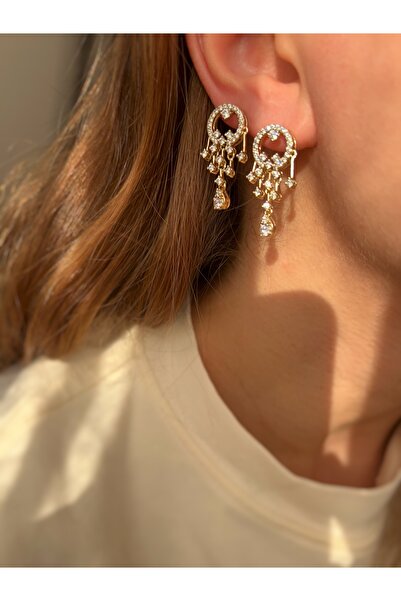 ToffyStore Vip Sallantili Design Stone Oval Earrings