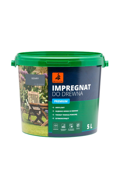 OEM Импрегнация за дърво Dragon, акрил, премиум, сива, 5 л