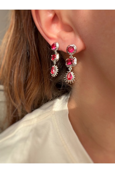 ToffyStore Vip Red Stone Hanging Earrings
