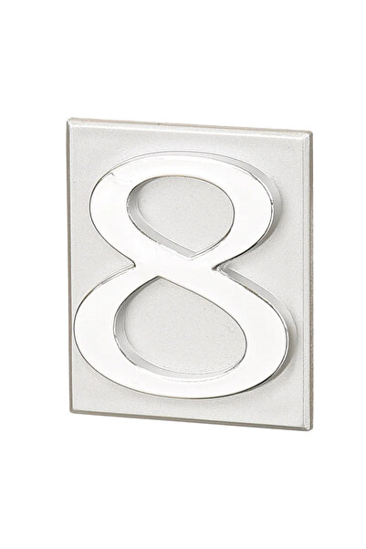 OEM Αριθμός σπιτιού "8", για πύλη/πόρτα, αυτοκόλλητο, PVC, 40 x 47 mm, ασημί