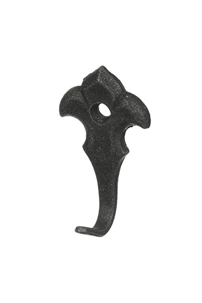 OEM Cuier perete, o agatatoare simpla, model trefla, fier forjat, 4.5 cm, negru