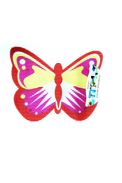 OEM Πατάκι μπάνιου, φιγούρα πεταλούδας, PVC, 65 x 50 εκ., ροζ