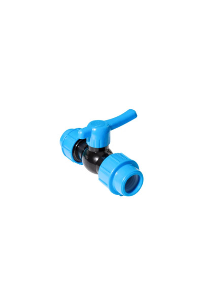 OEM Compression valve for HDPE pipe, internal thread, Ø 25 mm, black/blue