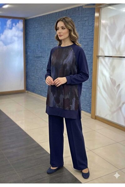 Marka Modal Fabric Double Dest Set with Silk Kupra Detail on the Front and Back