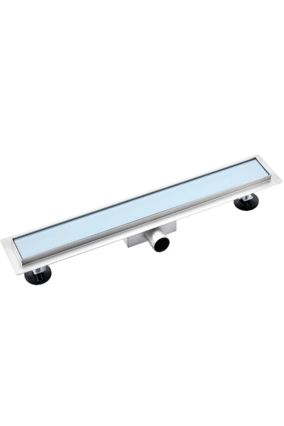 OEM Κανάλι ντους από ανοξείδωτο ατσάλι, γυαλί, μήκος 450 mm, λευκό