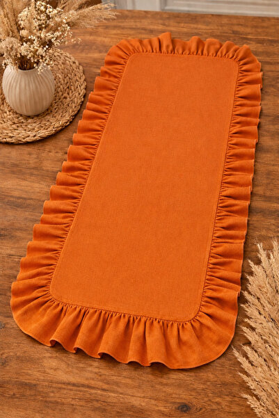 oskatekstil Fırfırlı Runner 50x120 cm Su İtici Özellikteki Duck Kumaşı Dekora...