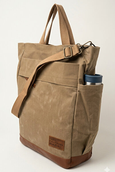 Old Cotton Mumlu Kanvas Omuz ve Sırt Çantası - Alanzo