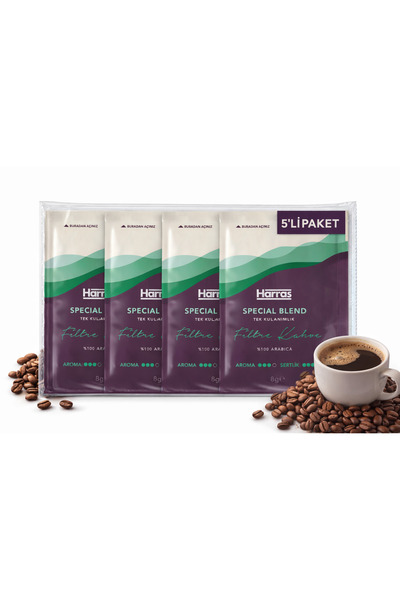 Harras Pratik Filtre Kahve 8 g x 5 Adet – Tek Kullanımlık Filtre Kahve