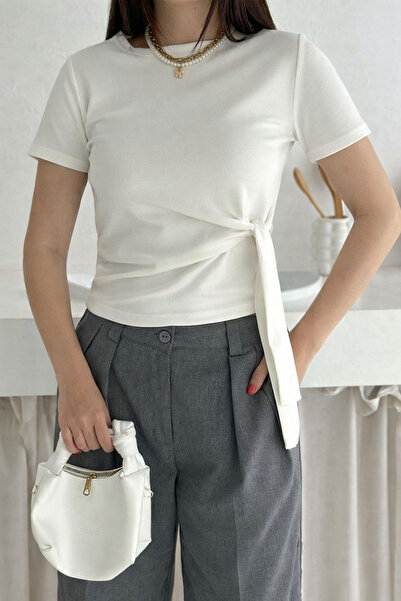 Noa&Noa Likralı Yan Bağlamalı Bluz – Black Stretch