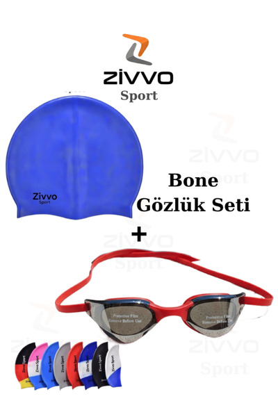 Zivvo مجموعة نظارات السباحة الفاخرة للبالغين، نظارات السباحة + قبعة سباحة ملونة