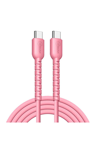 ormak Ormak 60W Fast Charging Cable, Type-C/Type-C, Pink, 1 Meter, with a Sty...