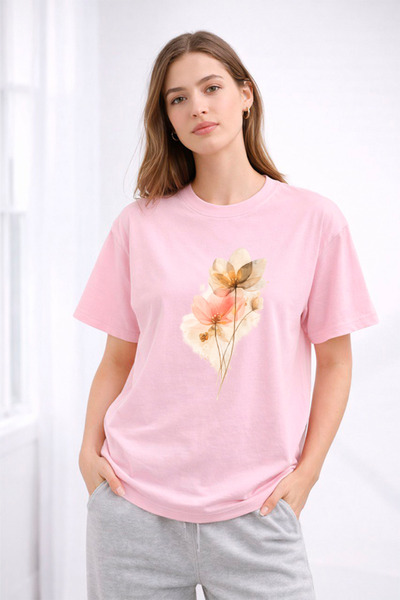 YUNAYT ΓΥΝΑΙΚΕΙΑ ΛΕΠΤΟΜΕΡΗ ΕΚΤΥΠΩΣΗ ΜΕΓΕΘΟΣ ΦΑΡΔΙ ΚΟΜΜΕΝΟ T-SHIRT ΠΟΔΗΛΑΤΟ