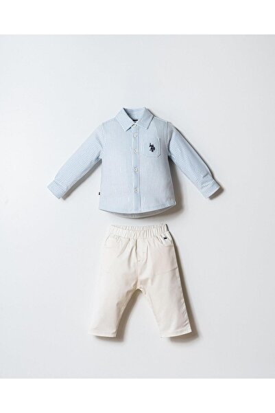 U.S. Polo Assn. Erkek Bebek Gömlek Pantolon Takım, Çizgili Erkek Bebek Gömlek...