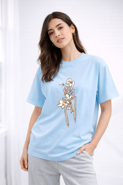 YUNAYT ΓΥΝΑΙΚΕΙΑ ΛΕΠΤΟΜΕΡΗ ΕΚΤΥΠΩΣΗ ΜΕΓΕΘΟΣ ΦΑΡΔΙ ΚΟΜΜΕΝΟ T-SHIRT ΠΟΔΗΛΑΤΟ