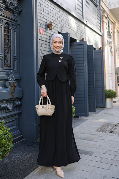 By Pommes Life Women's Vest Set Button Detailed TENCEL™ Hijab Dress