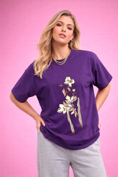 YUNAYT ΓΥΝΑΙΚΕΙΑ ΛΕΠΤΟΜΕΡΗ ΕΚΤΥΠΩΣΗ ΜΕΓΕΘΟΣ ΦΑΡΔΙ ΚΟΜΜΕΝΟ T-SHIRT ΠΟΔΗΛΑΤΟ