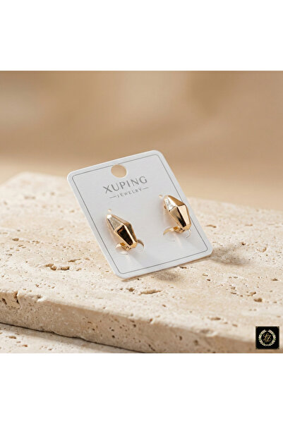XUPING JEWELRY Vıp Seri Rose Gold (Bakır Tonu) Geometrik Küpe