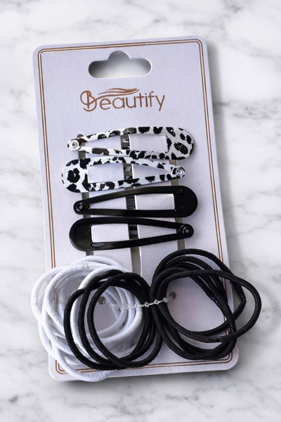 Srctech Σετ πλαϊνής πόρπης και λαστιχένιας πόρπης σε ασπρόμαυρο χρώμα