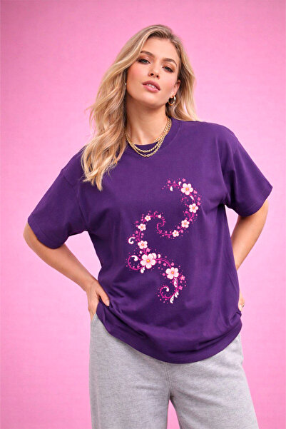 YUNAYT ΓΥΝΑΙΚΕΙΑ ΛΕΠΤΟΜΕΡΗ ΕΚΤΥΠΩΣΗ ΜΕΓΕΘΟΣ ΦΑΡΔΙ ΚΟΜΜΕΝΟ T-SHIRT ΠΟΔΗΛΑΤΟ