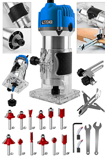 STEİNER 3000 Watt 6 Kademe Devir Ayarlı Formika Traşlama Freze Makinesi 6 Mm ...