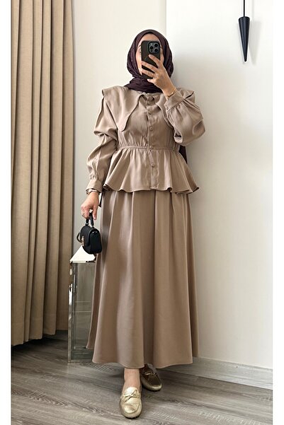 MERİÇ BOUTİQUE Tensel Fabric Collar Detail Double Skirt Set