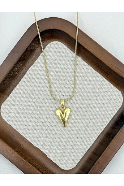 SY AKSESUAR Steel Gold Heart Necklace 45cm