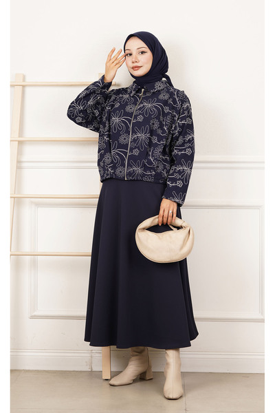 Blue Morpho Hijab Scuba Fabric Zippered Skirt