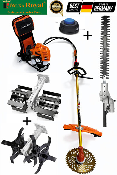 ÖM-KA Royal Benzinli Sırt Tırpan Ot Biçme Makinesi + 2 Adet Toprak Çapalama +...