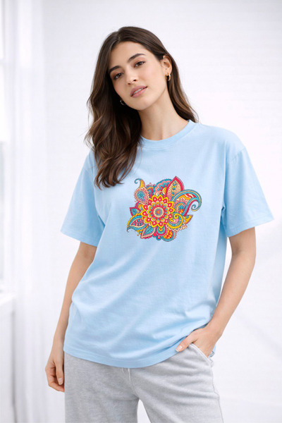 YUNAYT ΓΥΝΑΙΚΕΙΑ ΛΕΠΤΟΜΕΡΗ ΕΚΤΥΠΩΣΗ ΜΕΓΕΘΟΣ ΦΑΡΔΙ ΚΟΜΜΕΝΟ T-SHIRT ΠΟΔΗΛΑΤΟ