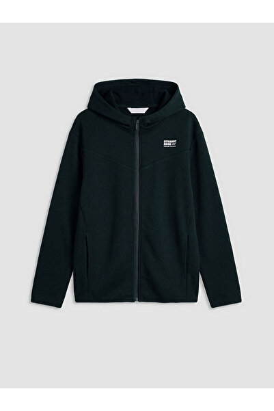 LC Waikiki Hanorac cu fermoar pentru băieți LCW Kids Green cu imprimeu