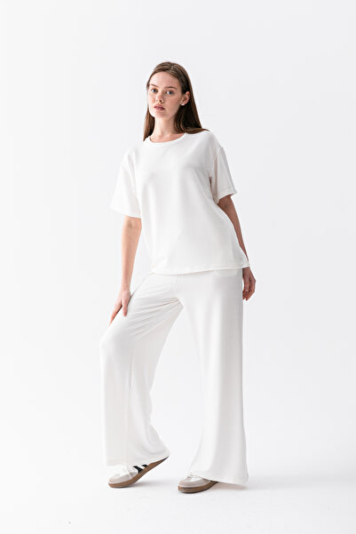 Wega Moda Women's Relaxed Fit Short Sleeve T-Shirt and Wide Leg Pants Two-Pie...