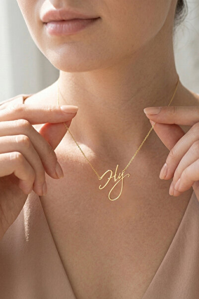 VAOOV 925 Ayar Gümüş El Yazısı İsim veya İki Harfli Kolye