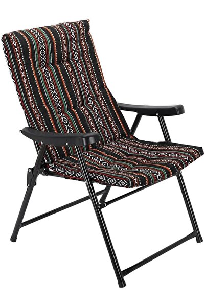 SAHABA كرسي تخييم خارجي قابل للطي بتصميم تراثي مخطط، كرسي قابل للطي مريح للتخ...