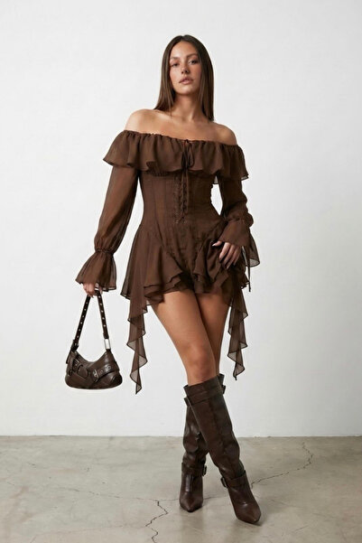 Love Fab Ολόσωμη φόρμα με βολάν και λεπτομέρεια σε σχήμα ματιού πουλιού, μοντ...