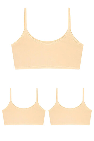 Disa Genç Kız Pedsiz Yarım atlet pamuklu Alıştırma Sütyeni 3'lü Paket